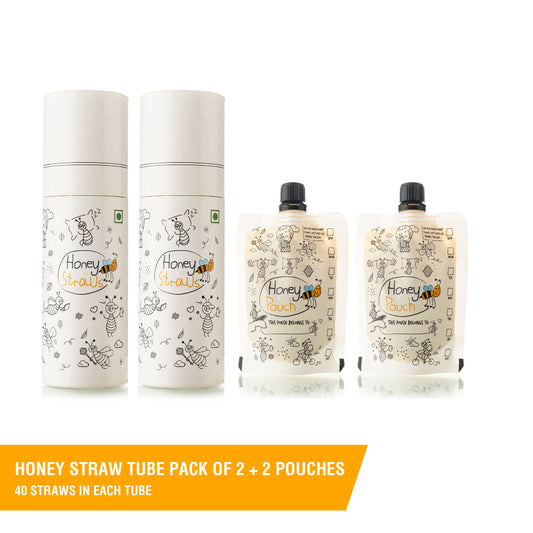 Raw Honey Straws Pack of 2 + 2 Pouches
