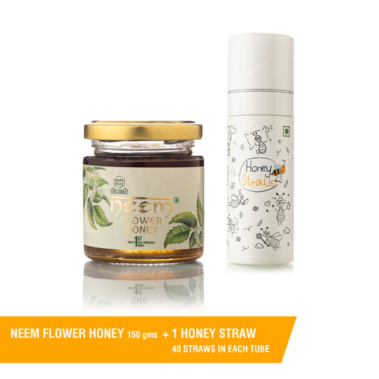 Neem Honey jar + honey Straws pouch