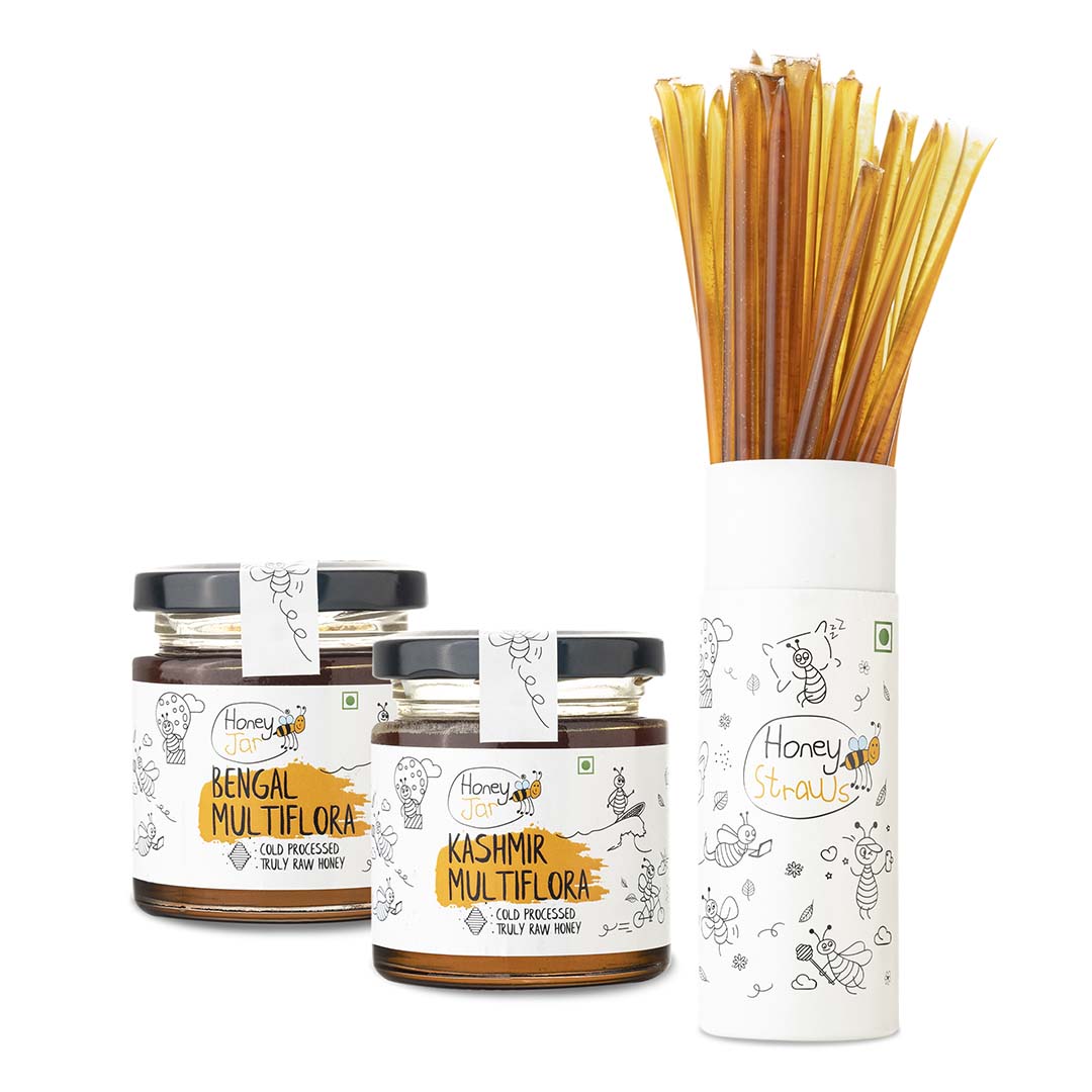 1 Straw Tube + 2 Honey Jars (150 gm each)