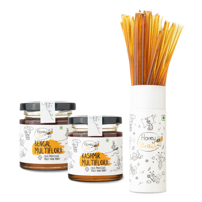 1 Straw Tube + 2 Honey Jars (150 gm each)
